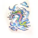cloud rainbow dragon tattoo design idea