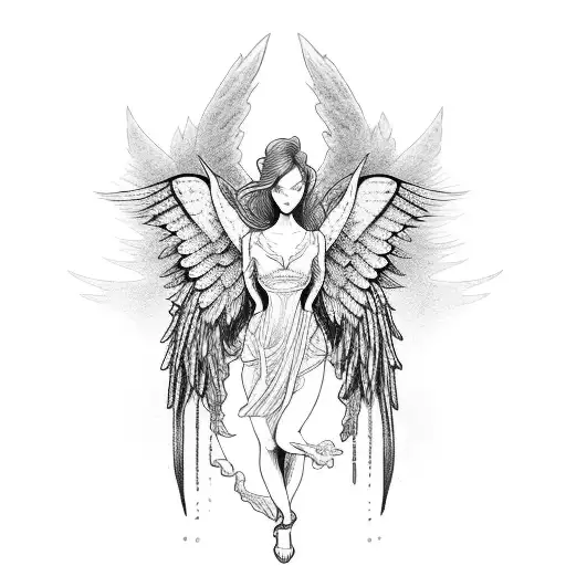 Combine elements of adventure sports and angels tattoo design idea