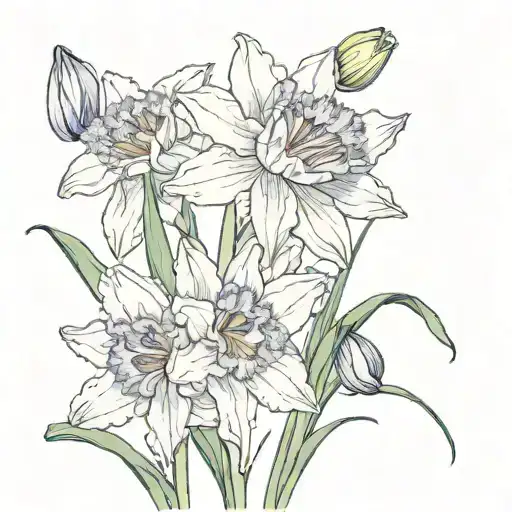 Daisy daffodil iris tattoo design idea