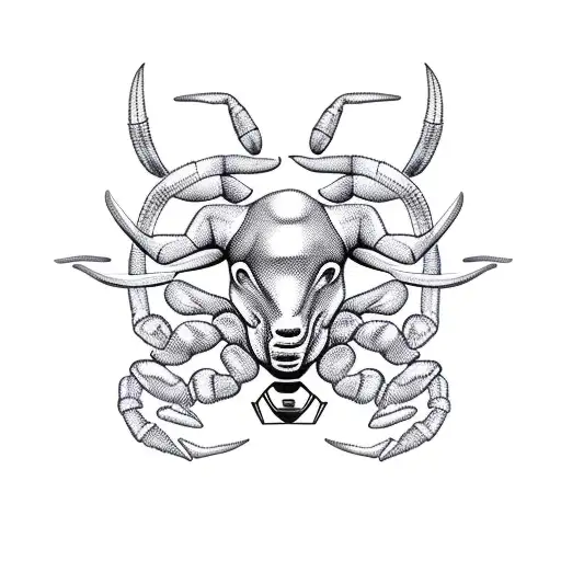 bull and scorpion walking together tattoo design idea
