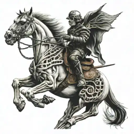 Skeleton on a horse  tattoo design idea
