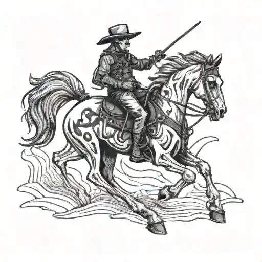 cowboy skeleton on a horse  tattoo design idea