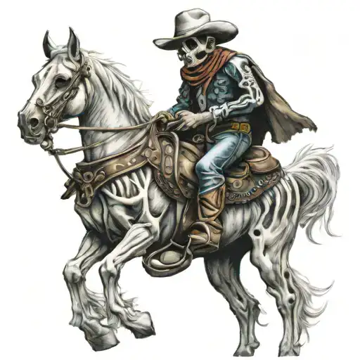 cowboy skeleton on a horse  tattoo design idea