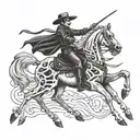 cowboy skeleton on a horse  tattoo design idea