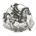 cowboy skeleton on a horse  tattoo design idea