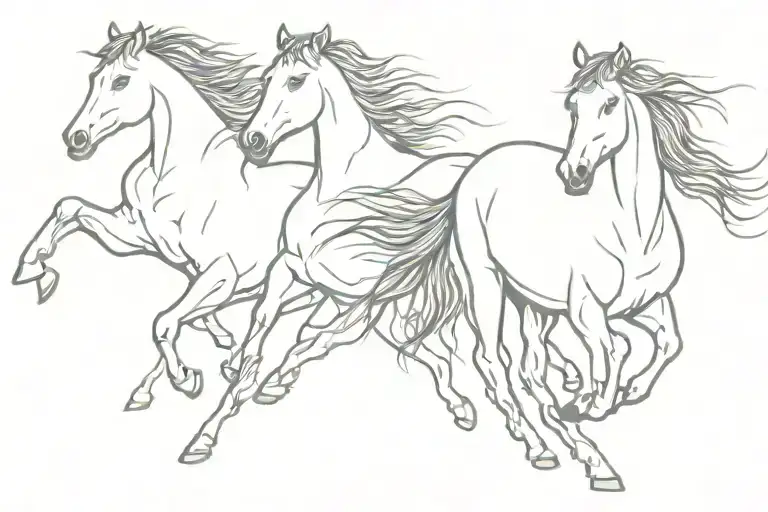wild horses running tattoo design idea