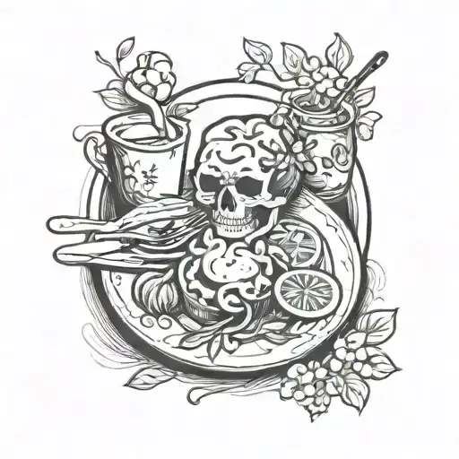meal on a plate tattoo design idea