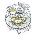 meal on a plate tattoo design idea