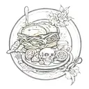 meal on a plate tattoo design idea