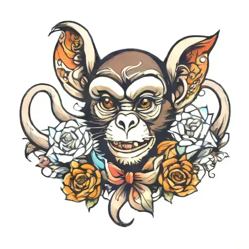 monkey and mouse  tattoo design idea