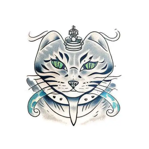 fudo myo cat face tattoo design idea