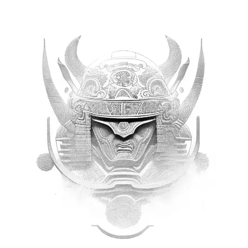 japoneses ronin with mayan warrior ornament tattoo design idea
