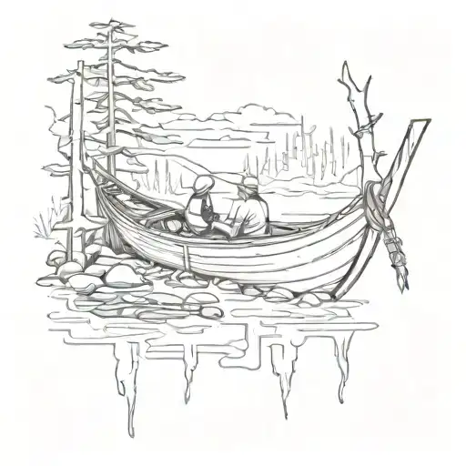 Fire hammock canoe woods tattoo design idea