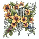 everything happens for a reason spine back tattoo with tropical flowers tattoo design idea