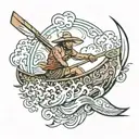 outrigger canoe gliding tattoo design idea