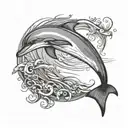 dolphin leaping tattoo design idea