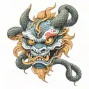 snake japanese oni mask tattoo design idea