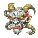 snake japanese oni mask tattoo design idea