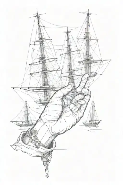 three masts and hands that let go tattoo design idea