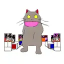 An anime-inspired programmer surrounded by cartoon cats tattoo design idea