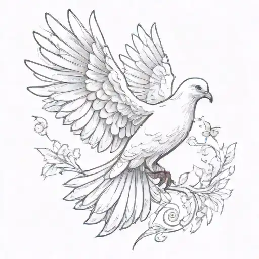 dove sitting with wings out tattoo design idea