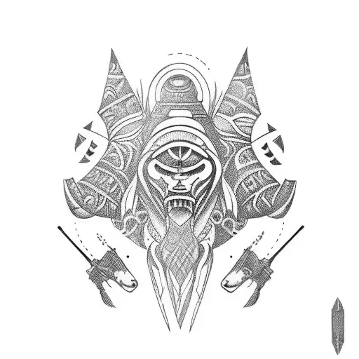 Inuit tribal sleeve tattoo design idea