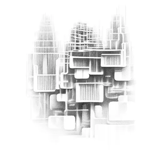 buildings cyber tribal abstract artwork tattoo design idea