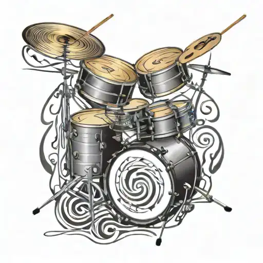 syncopated drum rhythm on stave flowing tattoo design idea