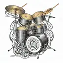 syncopated drum rhythm on stave flowing tattoo design idea
