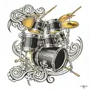 syncopated drum rhythm on stave flowing tattoo design idea