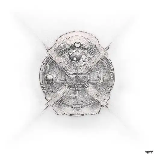 space chest tattoo design idea