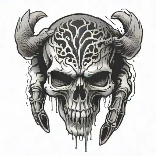 skull in handprint tattoo design idea