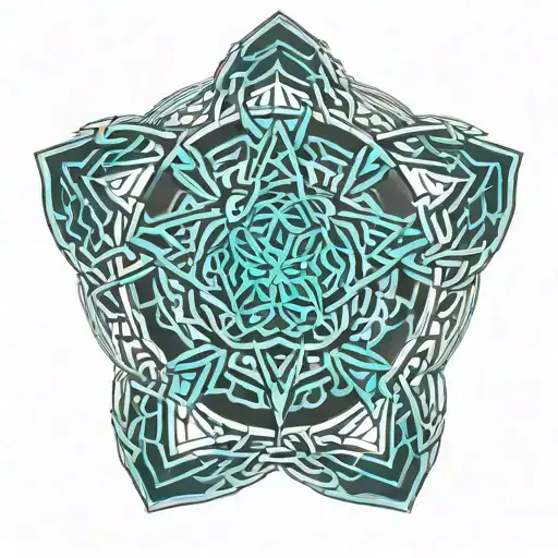 blue celtic sheild knot tattoo design idea