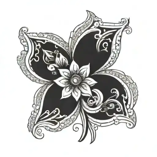 A stylized diamond flower with each child's initial hidden within the petals, a unique representation of maternal love tattoo design idea
