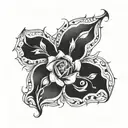 A stylized diamond flower with each child's initial hidden within the petals, a unique representation of maternal love tattoo design idea