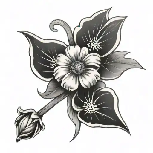 trinity knot and a spartan and daisy flower and poppy flower and Roman numerals 11/12 tattoo design idea