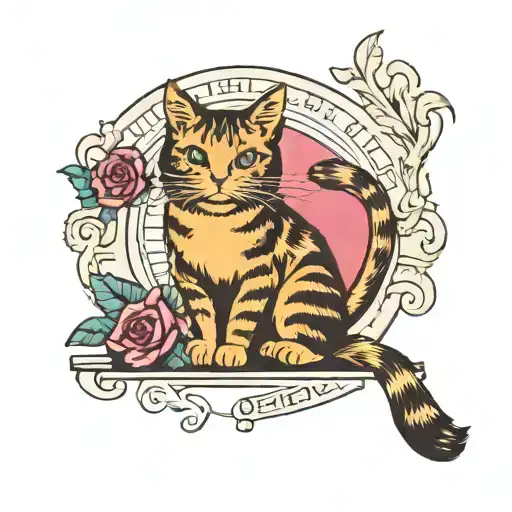 A retro 80s inspired tattoo featuring cats and bible verses tattoo design idea