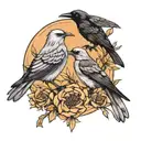 mockingbird and crow tattoo design idea