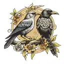 mockingbird and crow tattoo design idea