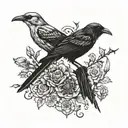 mockingbird and crow tattoo design idea