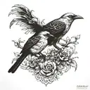 mockingbird and crow tattoo design idea