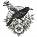 mockingbird and crow tattoo design idea