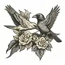 mockingbird and crow tattoo design idea