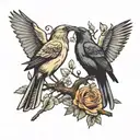 mockingbird and crow tattoo design idea