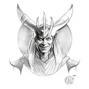 A sketch-style tattoo of Loki's mischievous smile tattoo design idea