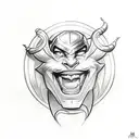 A sketch-style tattoo of Loki's mischievous smile tattoo design idea