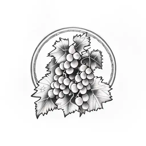 grapes with face tattoo design idea