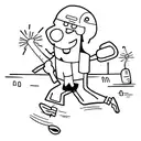 Running stickman with text "CPH Half - 1st" tattoo design idea