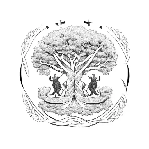 A family tree intertwined with University of Alabama symbols tattoo design idea