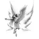 angel trying to catch a falling demon tattoo design idea